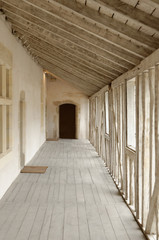 Fototapeta na wymiar long wooden corridor