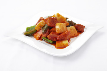 Sweet and sour sauce fried with meat