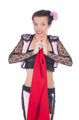 Woman toreador isolated on the white