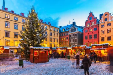 Crédence de cuisine en verre imprimé Stockholm Foire de Noël à Stockholm, Suède