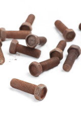 the old bolts, isolated on white