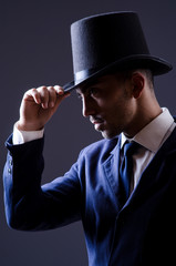 Businessman in old style hat