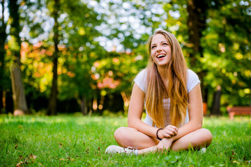 Young woman - happy in nature