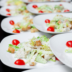 Light salad with cheese, parsley and spices