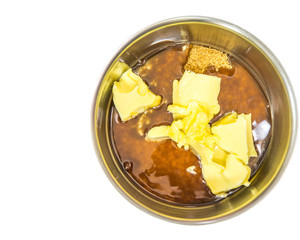 Brown sugar, butter and corn syrup for butterscotch sauce