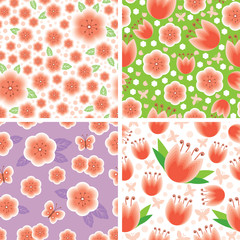 Set flower seamless pattern