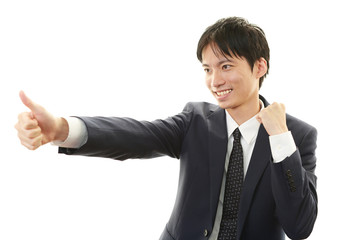 ガッツポーズのビジネスマン