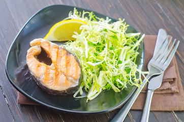salad and salmon