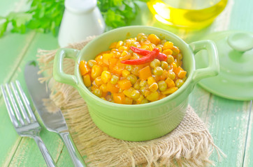 corn and peas