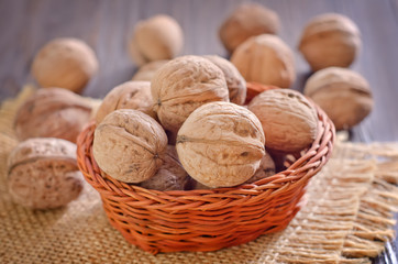 walnuts in basket