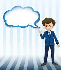 A man standing with an empty callout