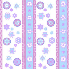 Snowflakes cheerful pattern with lace