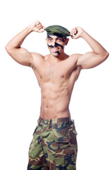 Soldier isolated on the white background