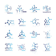 Molecule Icons Set - Isolated On White Background