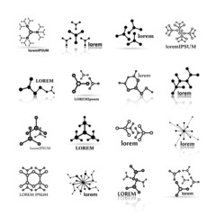 Molecule Icons Set - Isolated On White Background