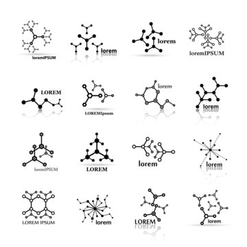 Molecule Icons Set - Isolated On White Background