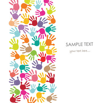 Colorful Baby Handprint Kids Greeting Card Vector