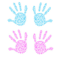 Baby handprint kids hands vector