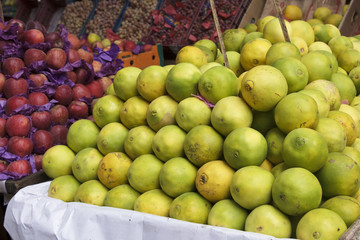 Fresh orange and apple