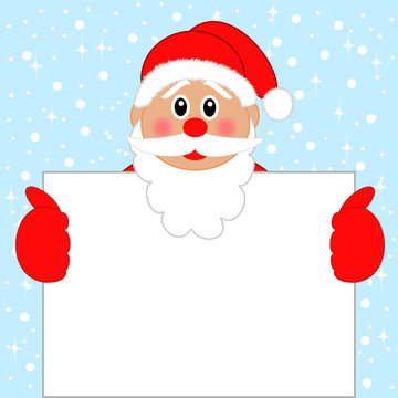 Santa claus with the clean sheet of paper