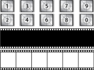 Film strips and countdown illustrated on white