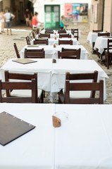 empty restaurant tables