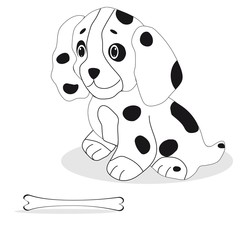 Милый песик с костью  a cute dog with a bone.