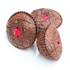 Chocolate muffins with cranberry