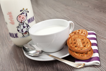 breakfast on the wood table