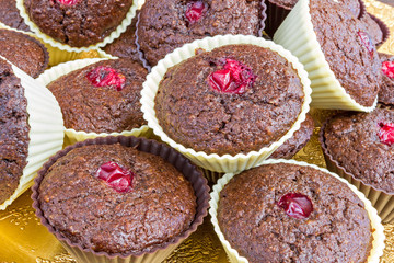 Chocolate muffins with cranberry