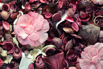 Dried pink potpourri background