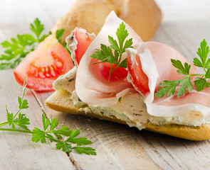 Bread with smoked bacon