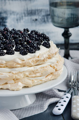 Blackberry Pavlova Cake closeup
