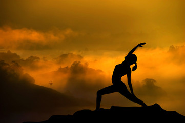 Silhouette yoga woman