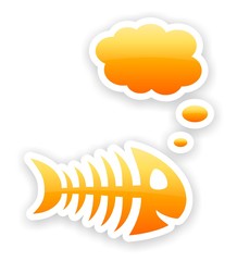 orange glossy thinking fish bone stickers