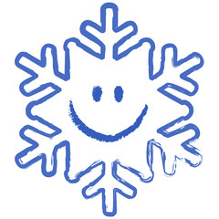 Schneeflocken-Smiley locker gezeichnet - Vektor/freigestellt