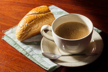 Cappuccino coffee and bread