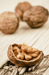Walnuts  wooden background