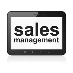 Advertising concept: Sales Management on tablet pc computer