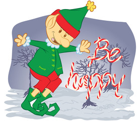 Illustration vector in cartoon of a christmas elf
