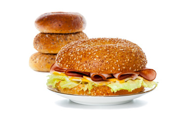Ham and Cheese Bagel Sandwich