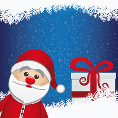 santa and gift winter snowy background