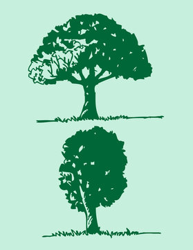 recommend clip art: Vector trees with leaves   black silhouettes