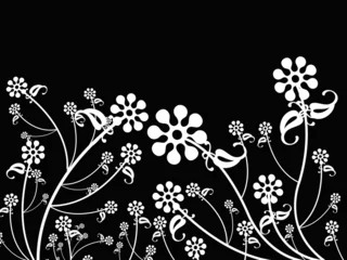 Cercles muraux Fleurs noir et blanc Illustration vectorielle de fleur abstraite