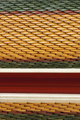 Architectural Detail of Temple Roof Tiles in Thailand