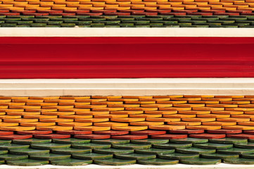 Architectural Detail of Temple Roof Tiles in Thailand