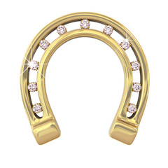 golden horseshoe with diamonds on a white background © Apolikhina Anna