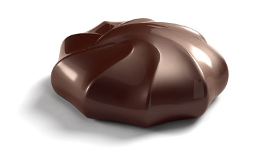 marshmallow in chocolate on white background