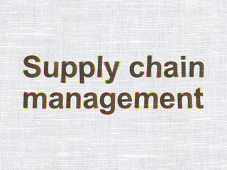 Marketing concept: Supply Chain Management on fabric texture bac