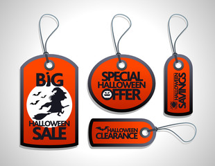 Red Halloween Sale Tags Set